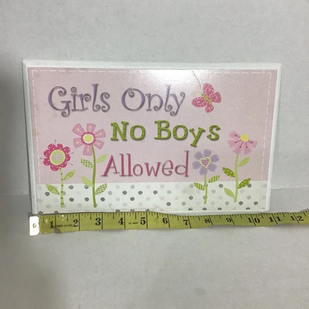 Hobby Lobby Girls Only No Boys Allowed Pink‎ Floral Wall Plaque Sign